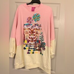 QUEEN of Sparkles Pink and Cream Gingerbread Dress